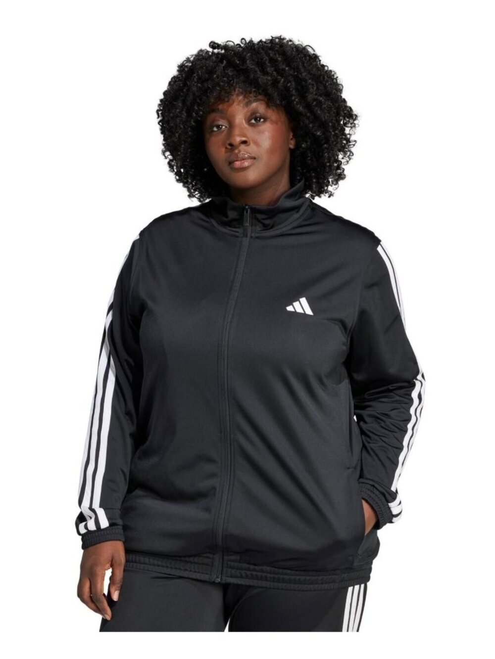 adidas Womens Multi Sprt Track Zip Up - 3 Stripe - Black/White 2XL - Picture 3 of 7